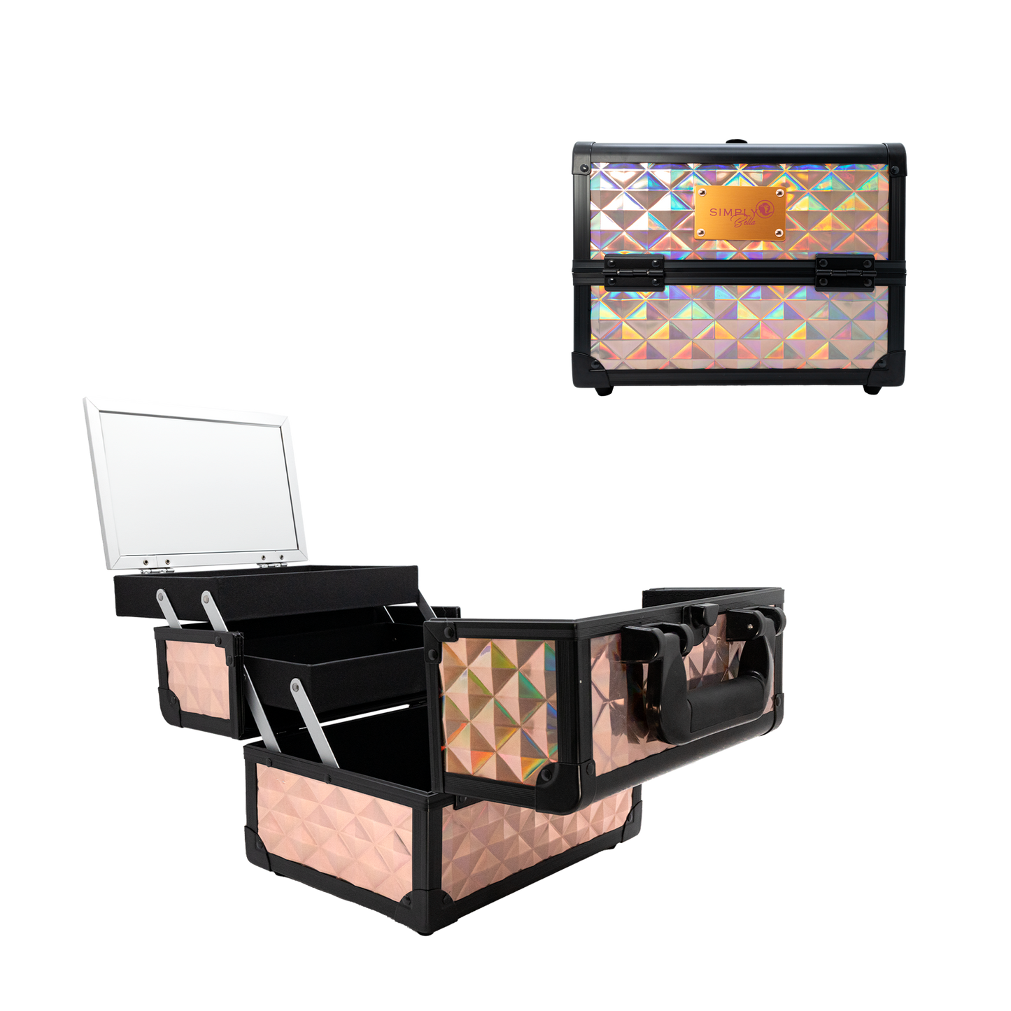 Makeup Train Case Organizer With Mirror