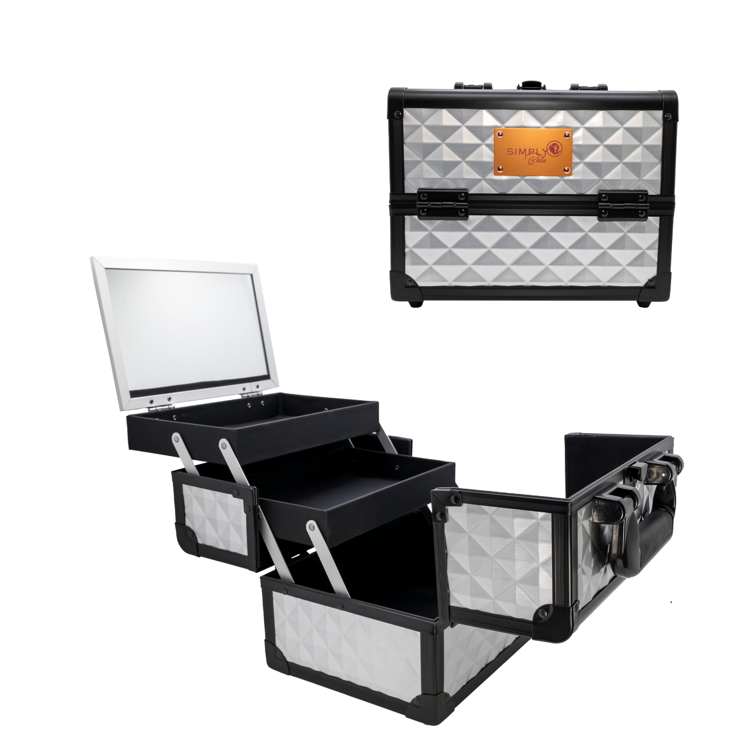 Makeup Train Case Organizer With Mirror