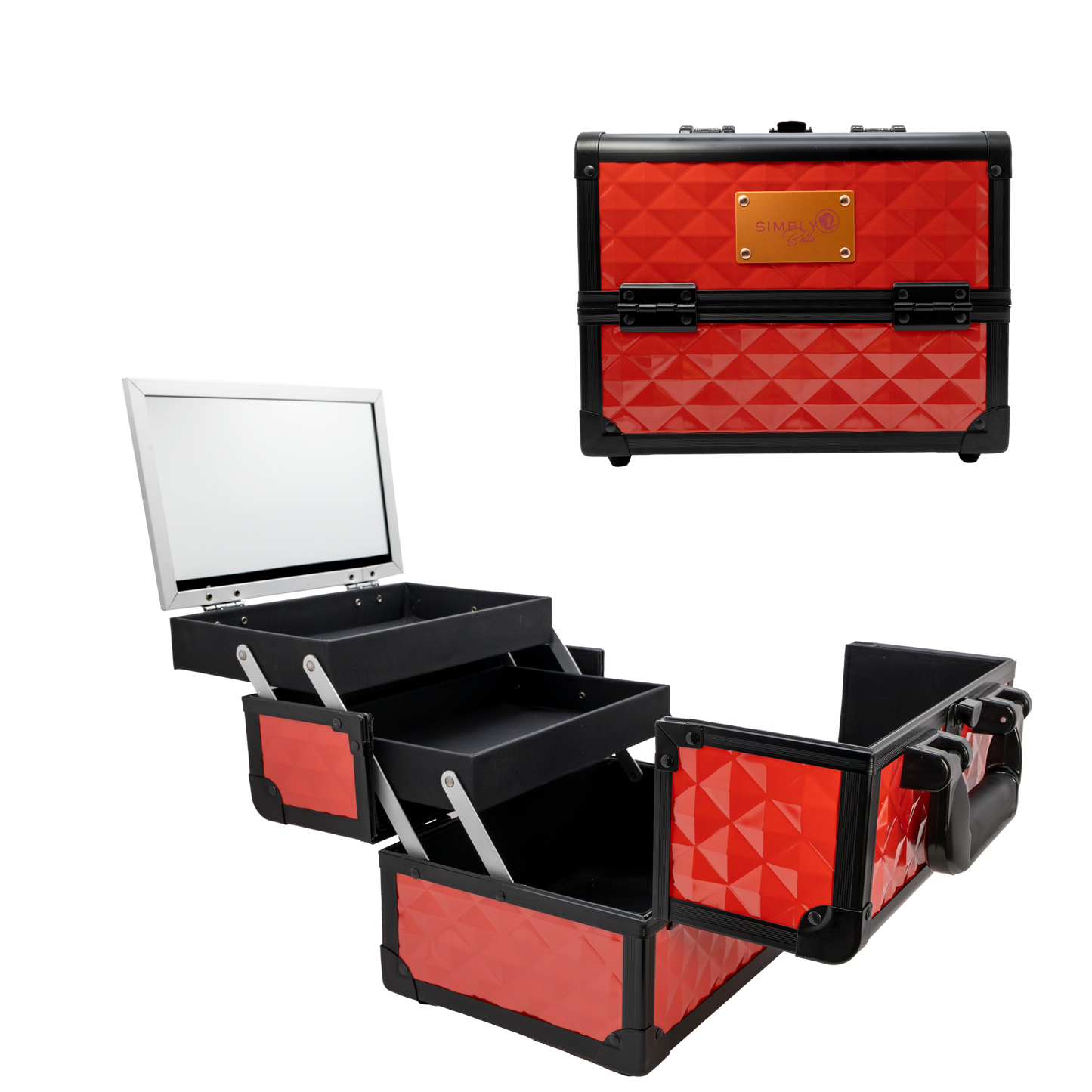 Makeup Train Case Organizer With Mirror