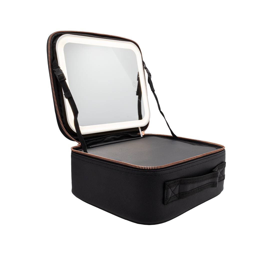 bella and rose makeup travel bag Glam & Go Case in Gold Built with a delicate Synthetic Leather Finish Performance Travel Case ROSE GOLD