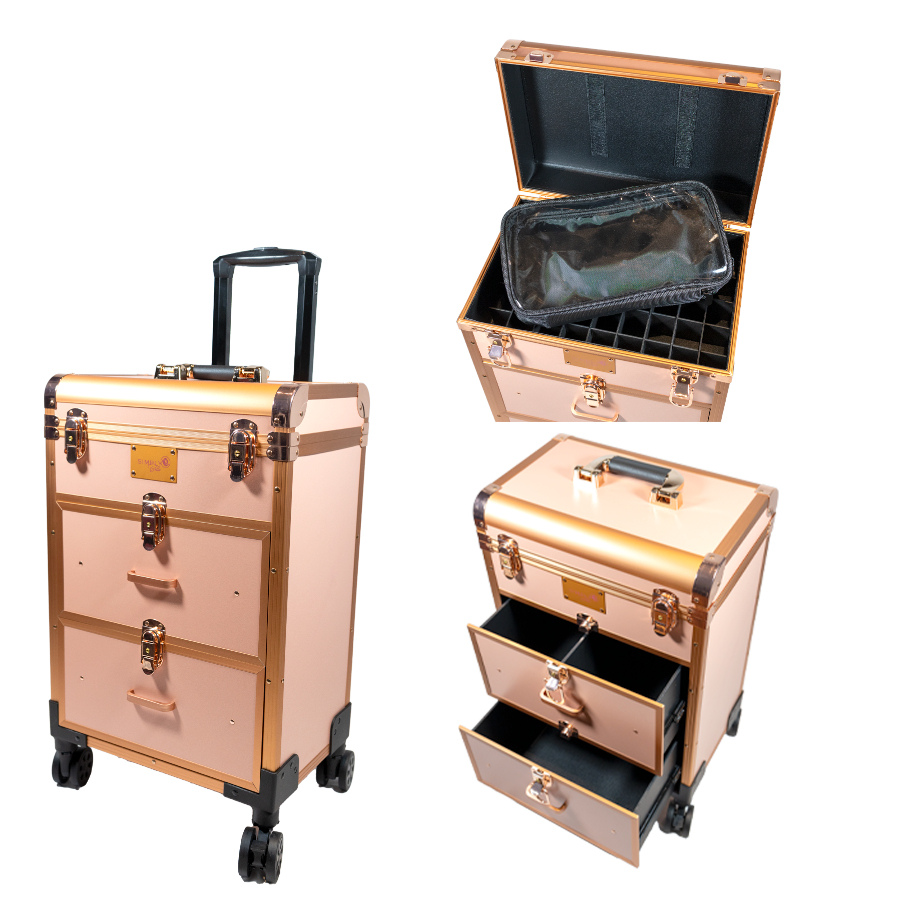 Rolling Makeup Train with Drawers