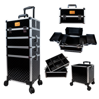 Rolling Makeup Train Case Trolley 4 in 1 with Key Wheels