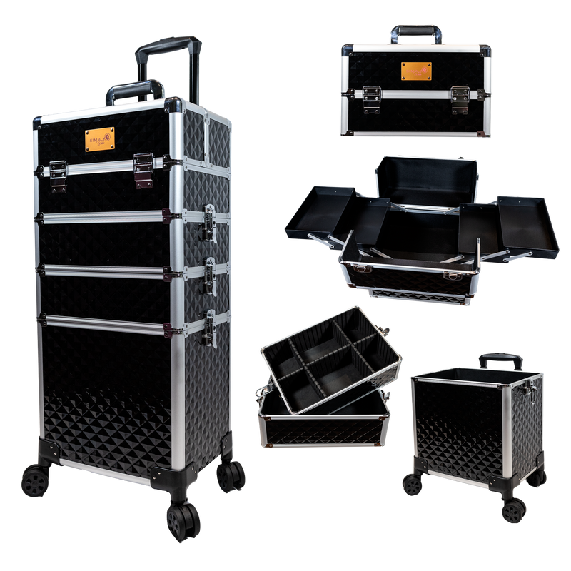 Rolling Makeup Train Case Trolley 4 in 1 with Key Wheels Simply