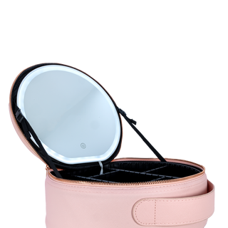 Round Cosmetic Case with Light Mirror