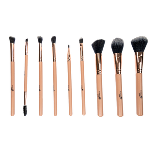 Professional 9-Piece Makeup Brush Set – Purple, Peach & Tan