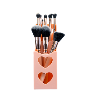 Professional 9-Piece Makeup Brush Set – Purple, Peach & Tan