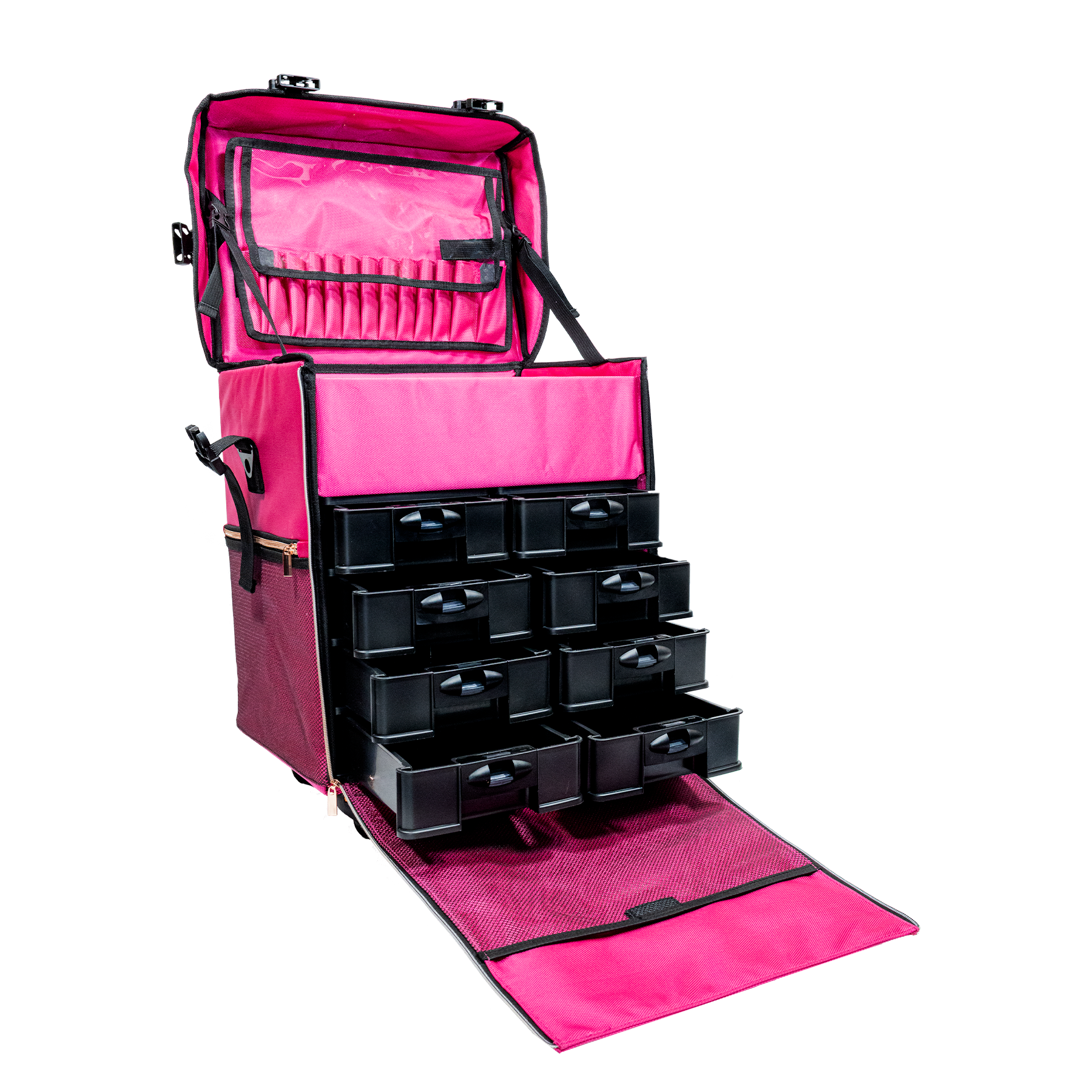2 in 1 Luggage Cosmetic Storage With Compartments Pink