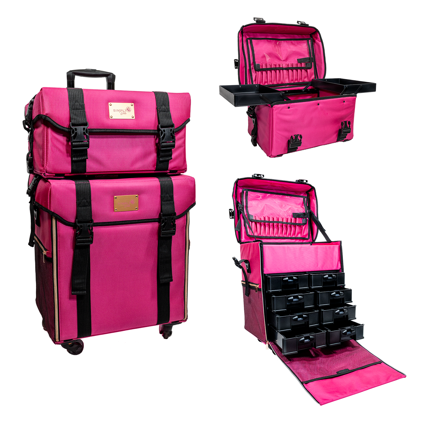 2 in 1 Luggage Cosmetic Storage With Compartments (Pink)