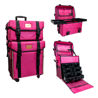 2 in 1 Luggage Cosmetic Storage With Compartments (Pink)